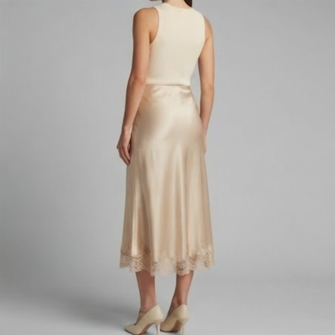 OPAL | Midi skirt with lace trim