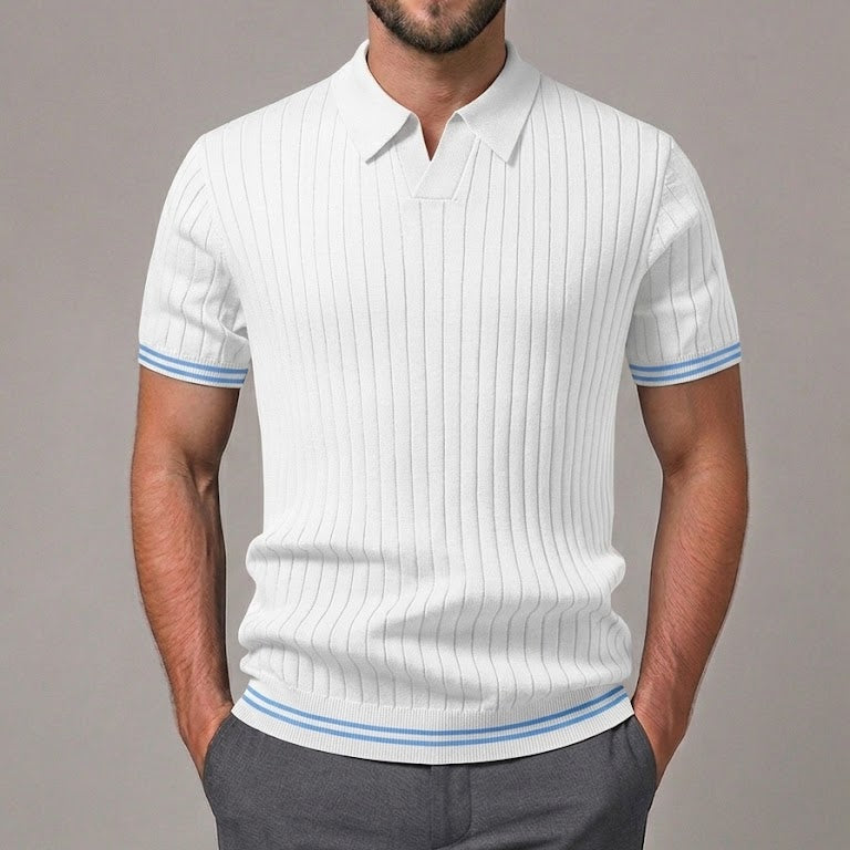 FREDDIE | Knit polo with Johnny collar