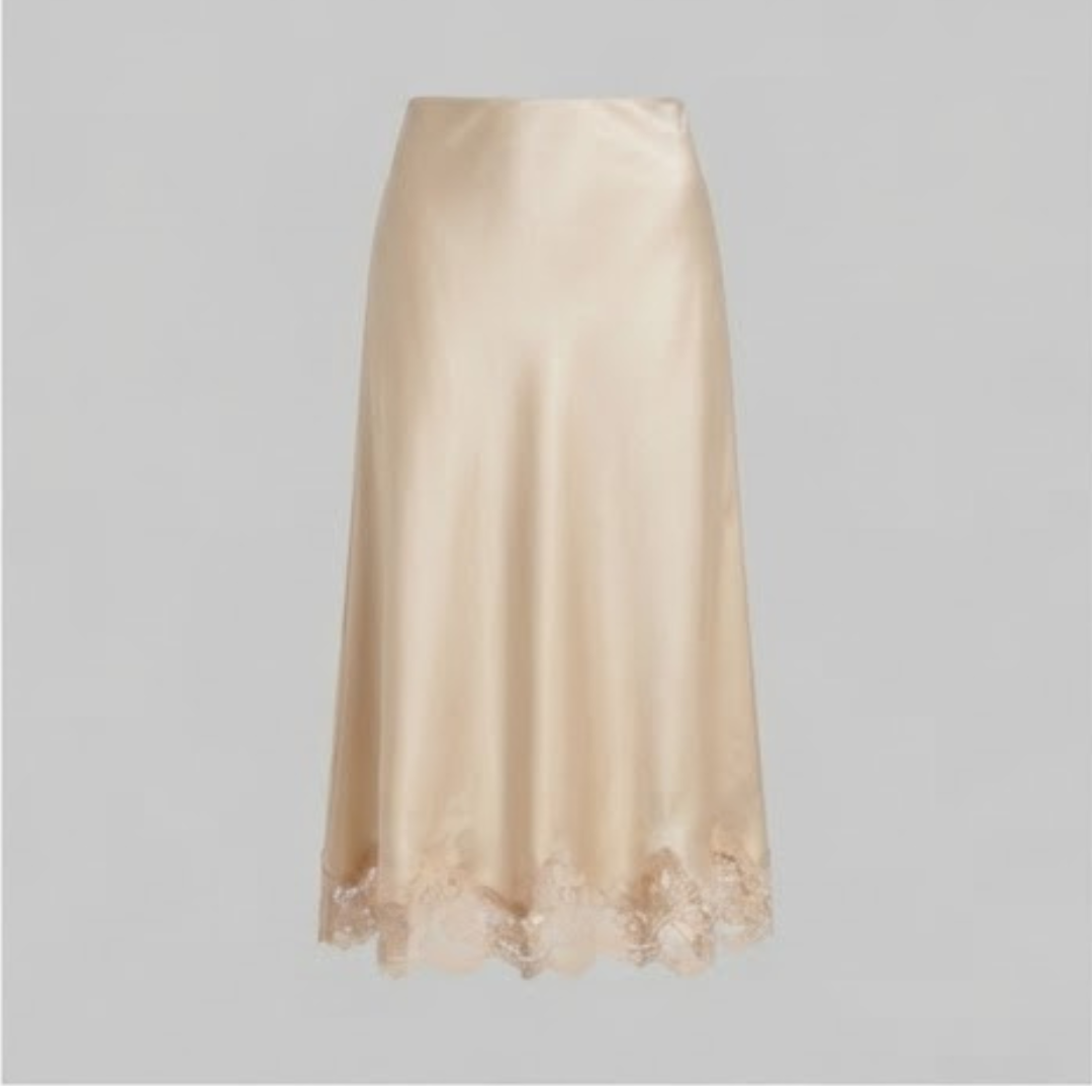 OPAL | Midi skirt with lace trim