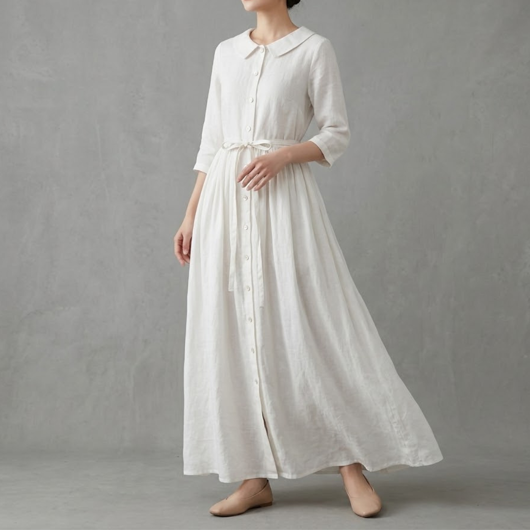GRACE | Midi dress with lace-up waist