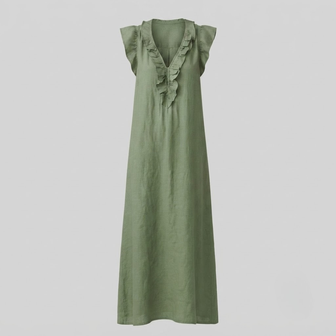 AMINA | Maxi dress with ruffle V-neck