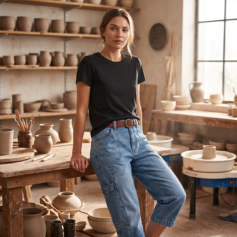 POPPY | Cropped cargo jeans with wide leg