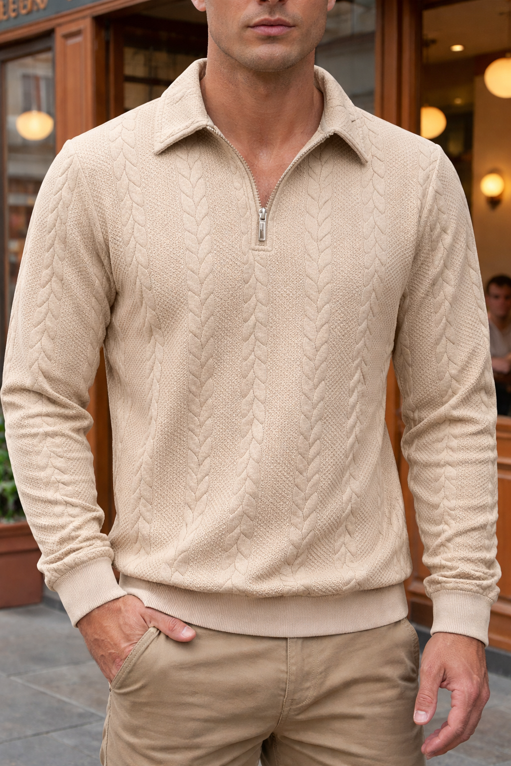 HENRY | Quarter-zip knit with textured finish