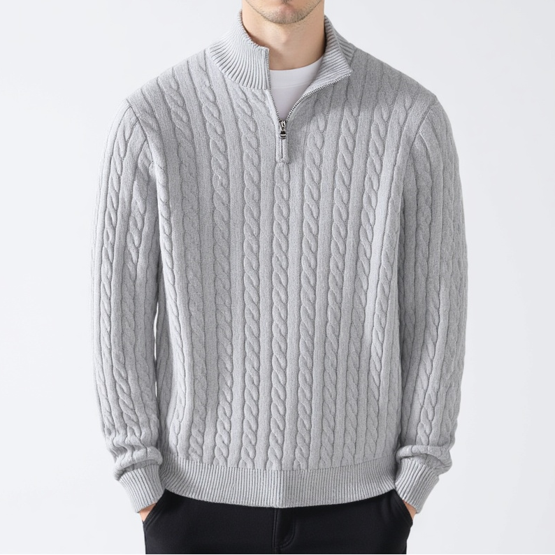 HARRY | Cable-knit sweater with quarter zip