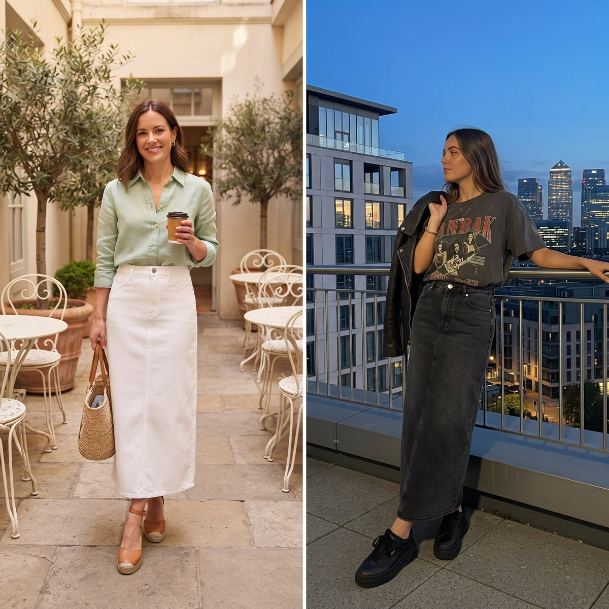 HARPER | Midi skirt with classic denim look