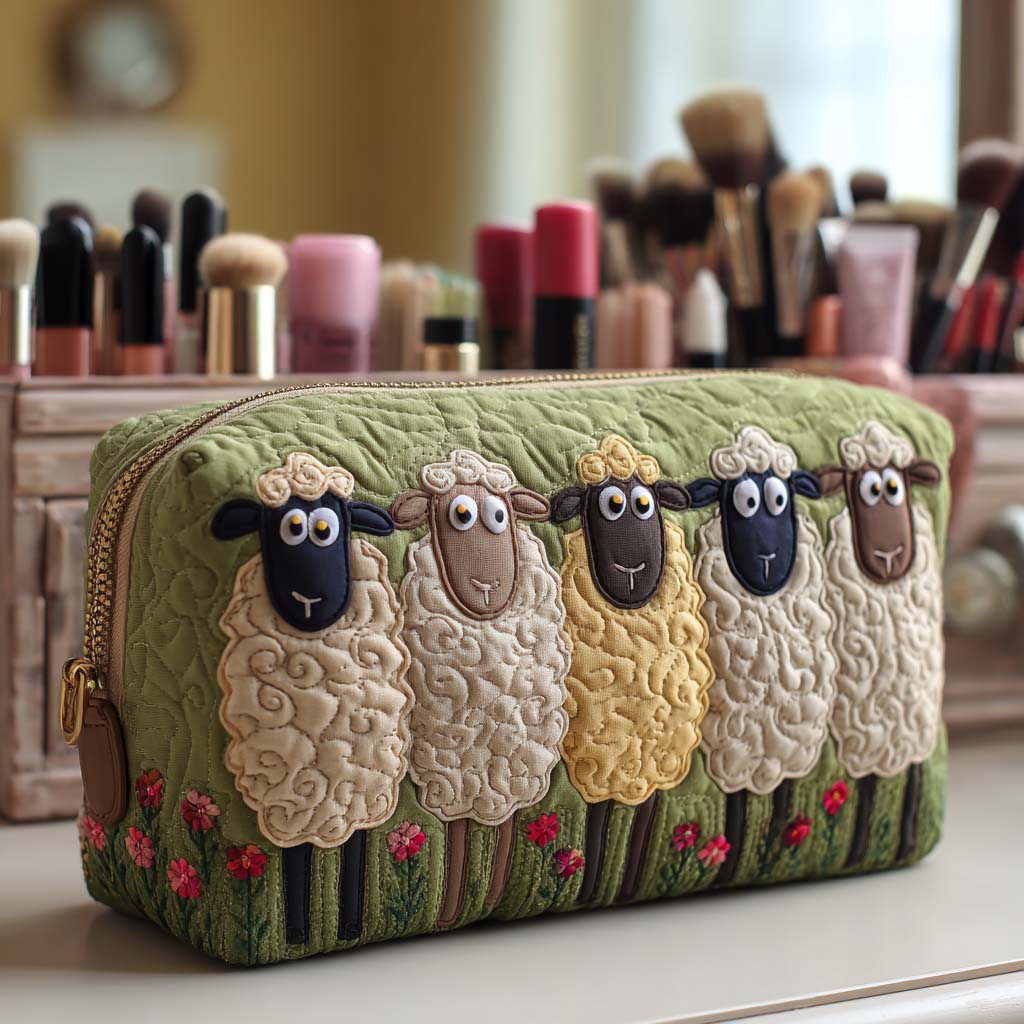LILY | Cosmetic bag with quilted embroidery