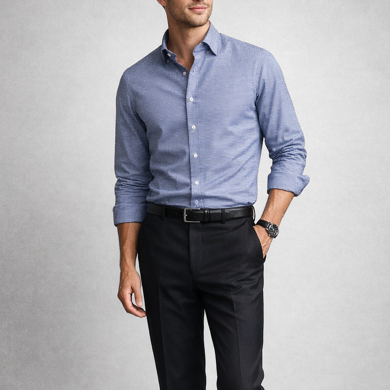 KINGSMERE | Shirt with micro houndstooth pattern