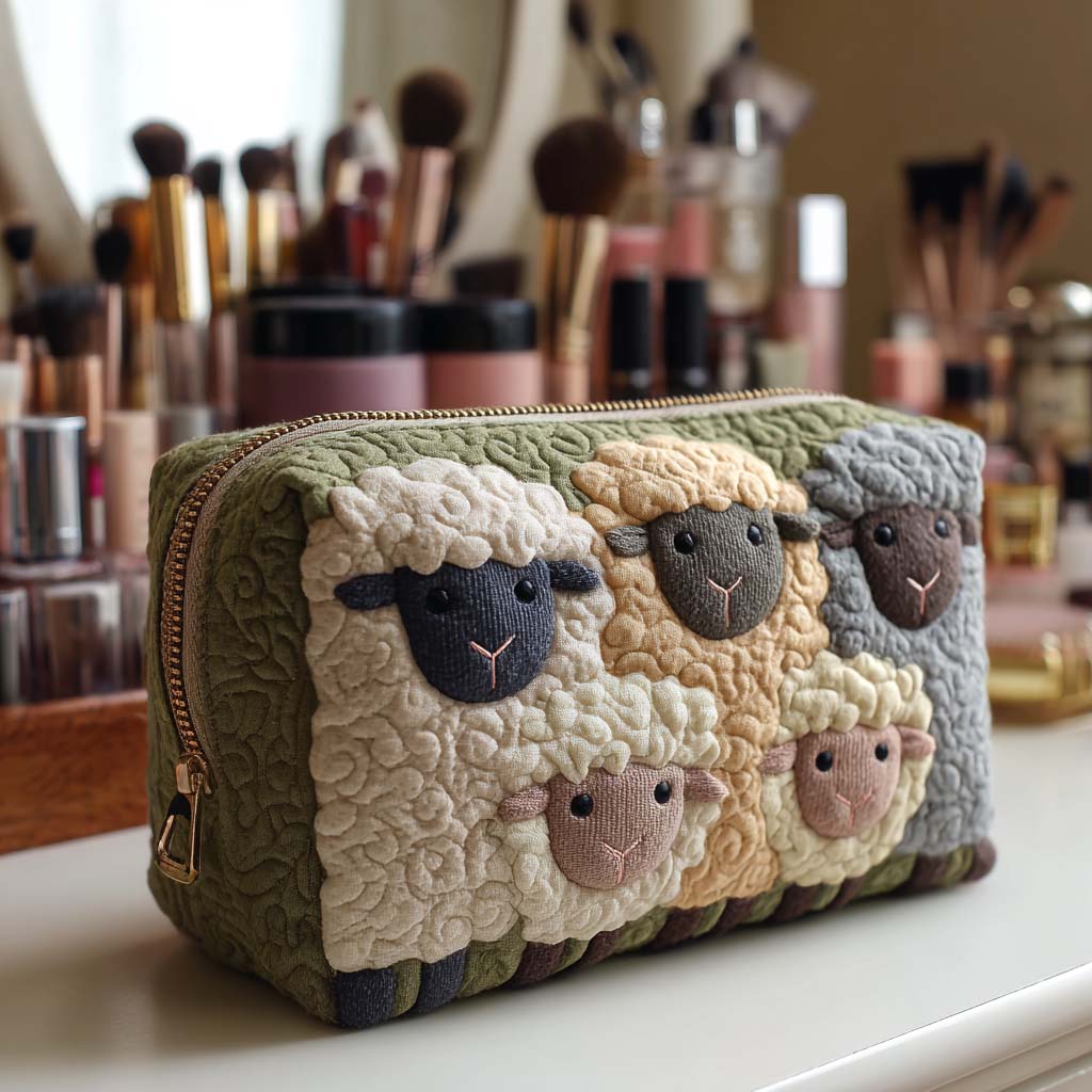 LILY | Cosmetic bag with quilted embroidery