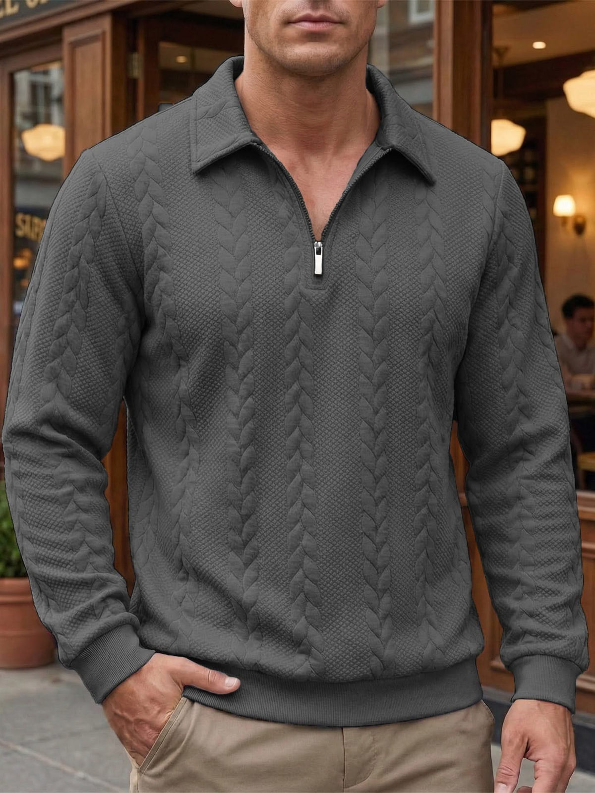HENRY | Quarter-zip knit with textured finish