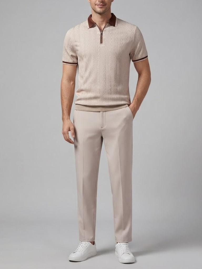 ARCHIE | Set with zip polo and tapered trousers