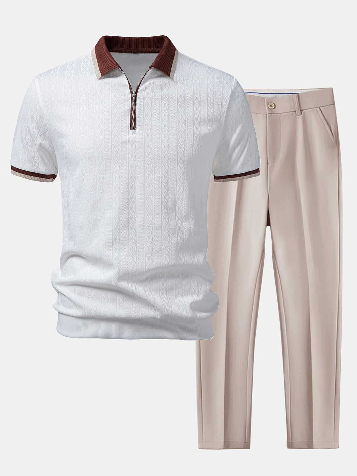 ARCHIE | Set with zip polo and tapered trousers