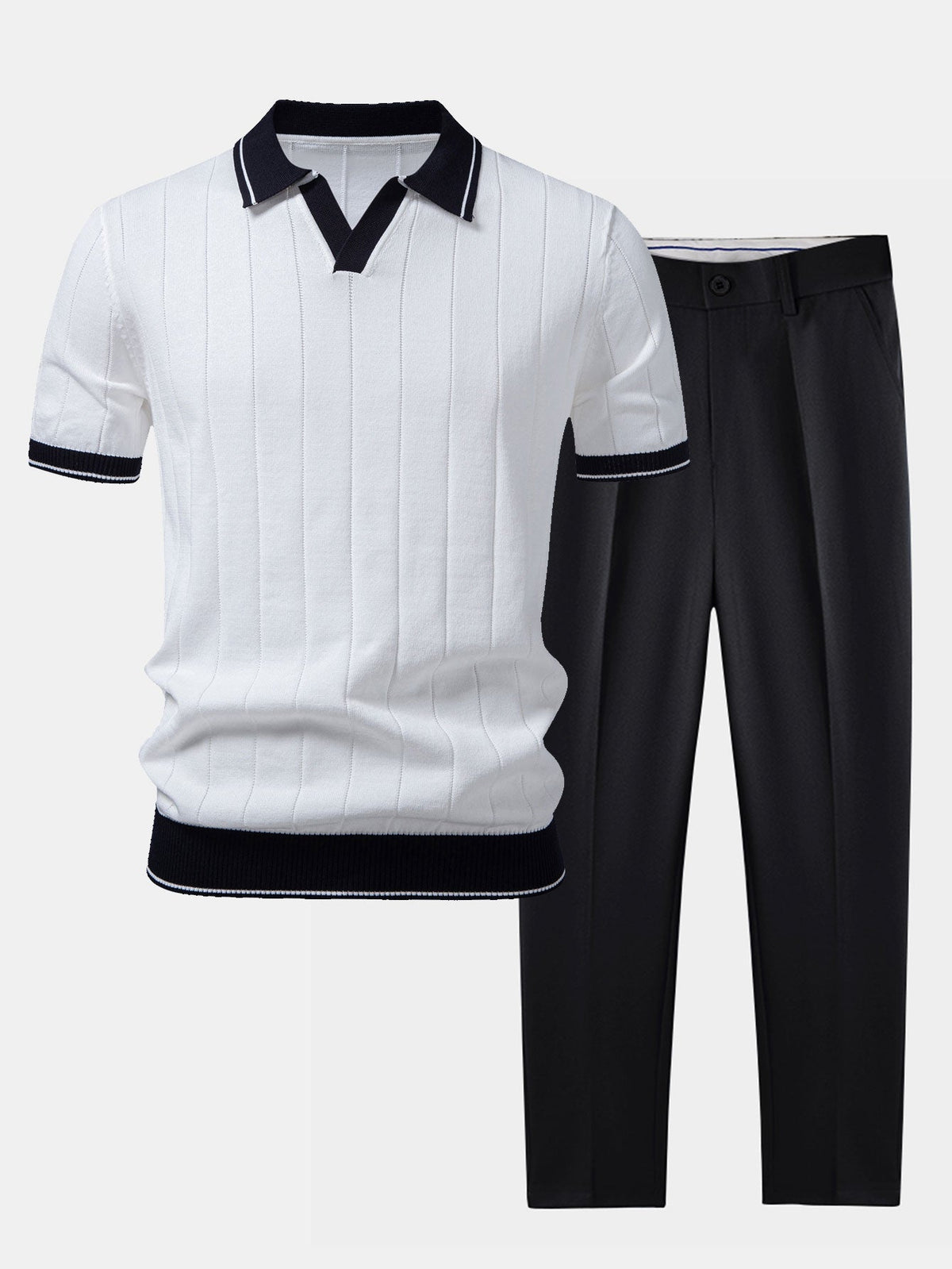 MIA | Set with ribbed polo and tapered trousers