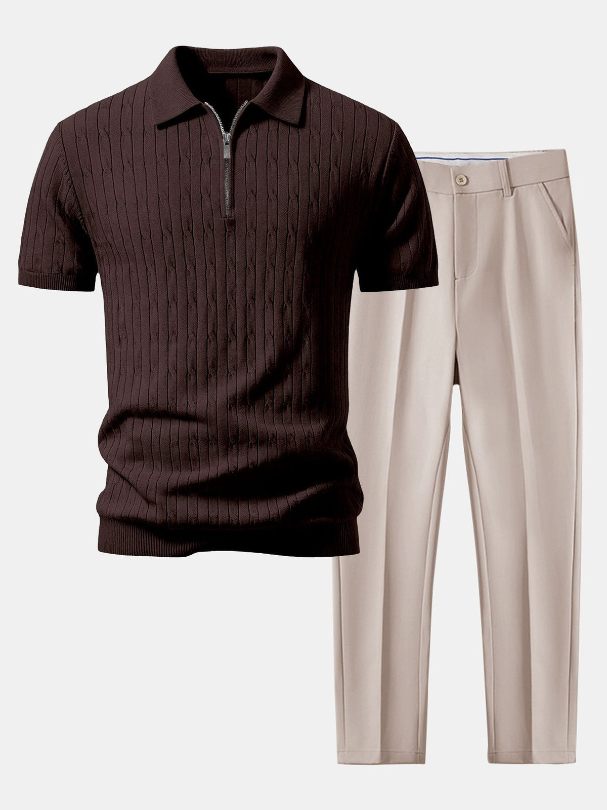 HENRY | Set with zip polo and tapered trousers