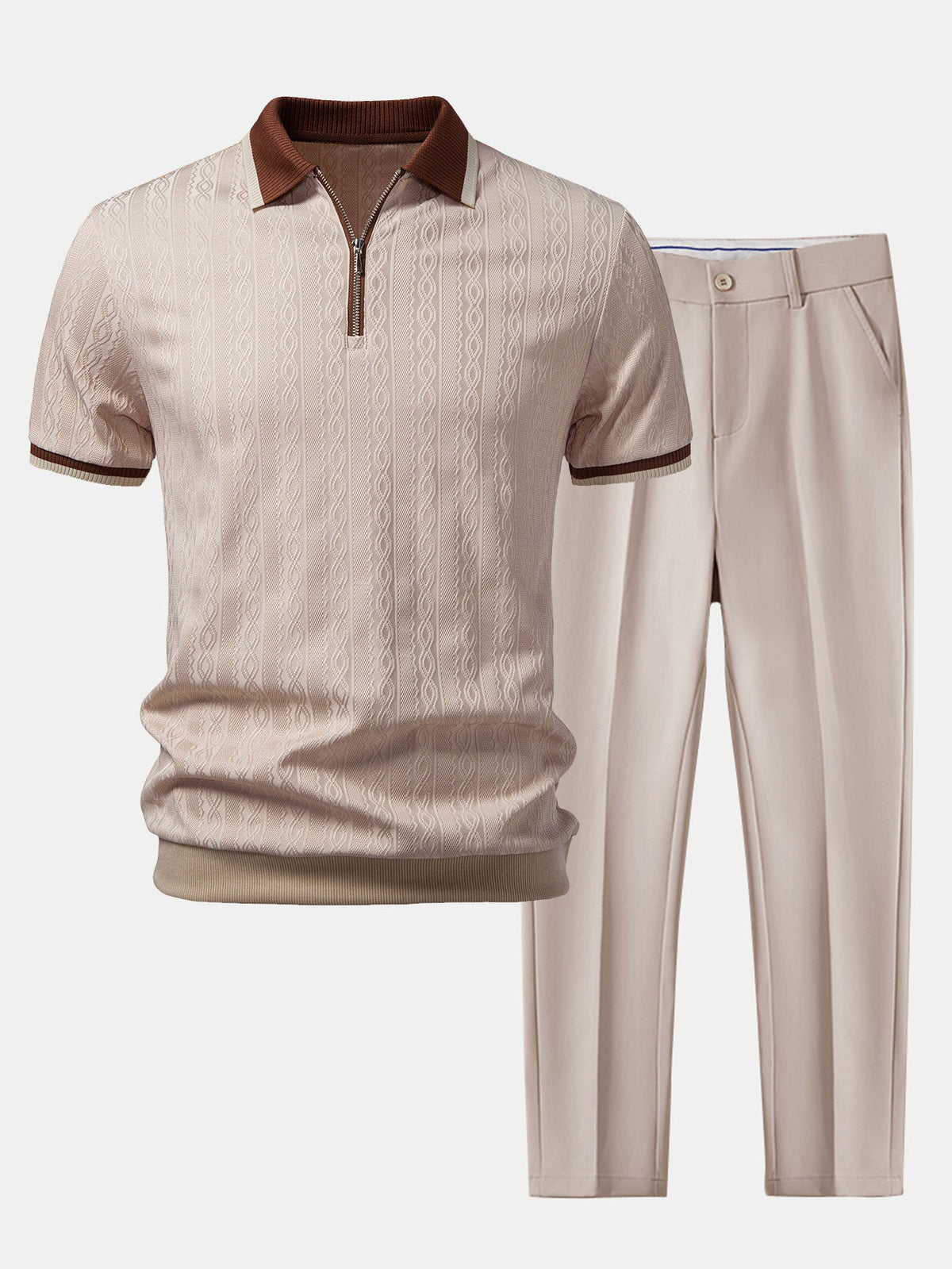 ARCHIE | Set with zip polo and tapered trousers