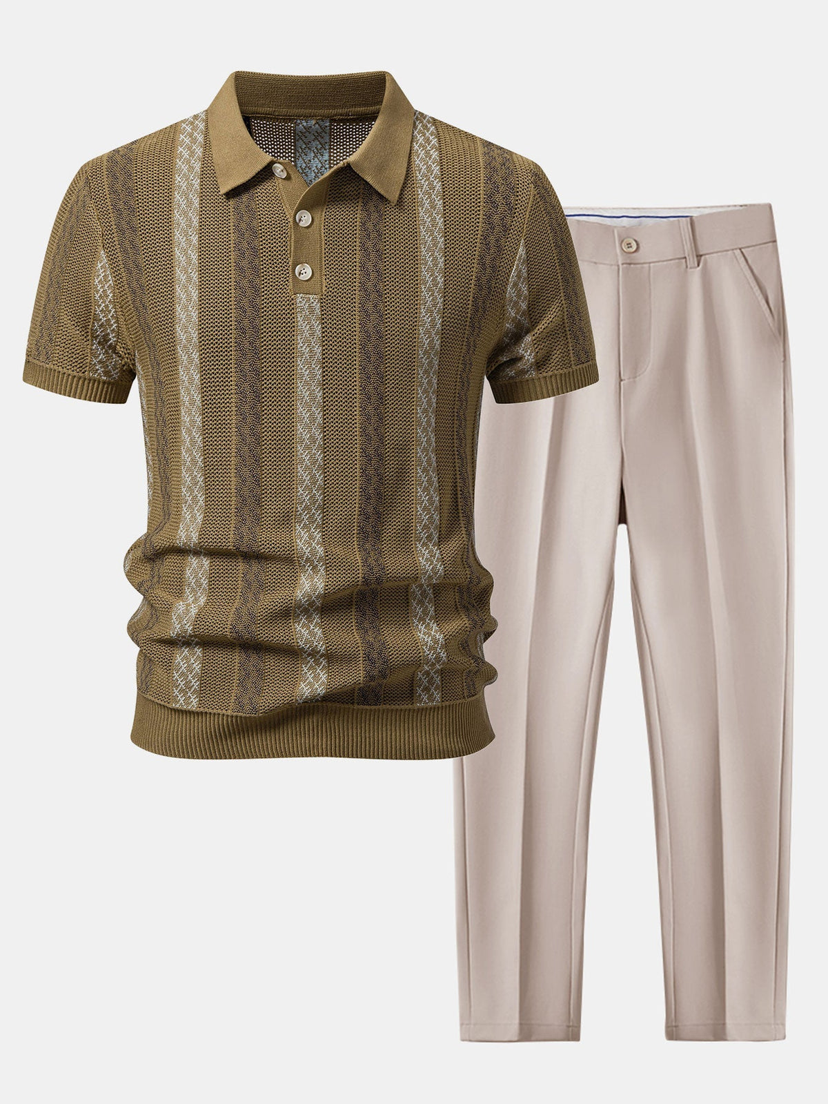 FELIX | Set with striped knit polo