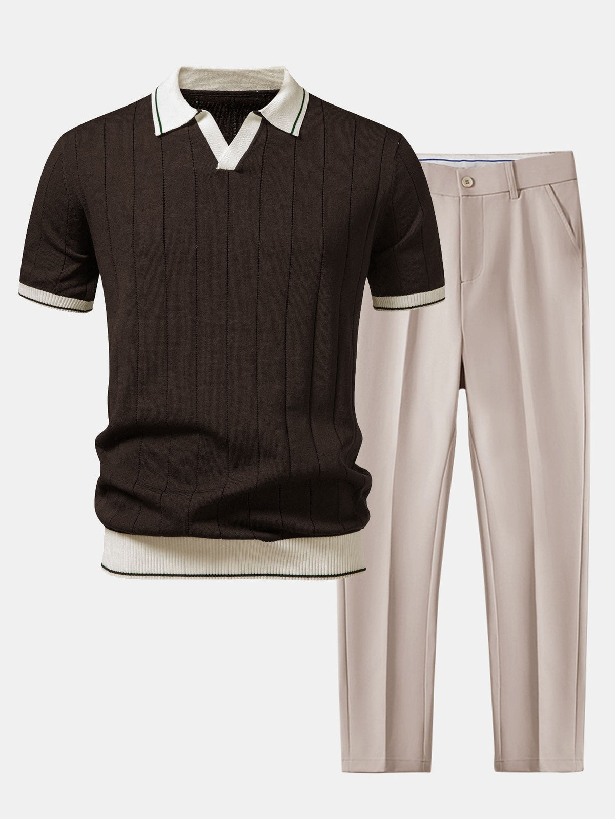 MIA | Set with ribbed polo and tapered trousers