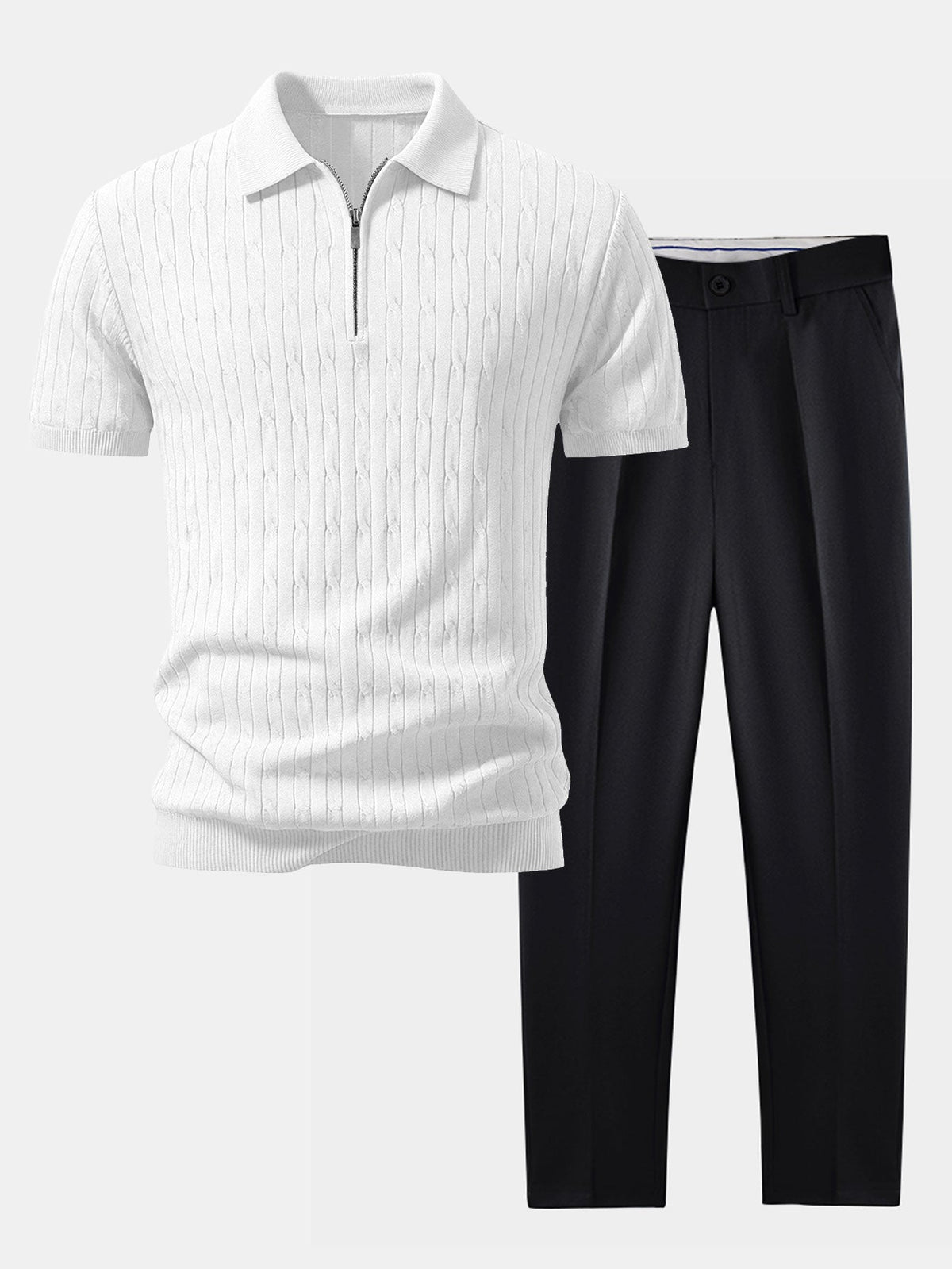HENRY | Set with zip polo and tapered trousers