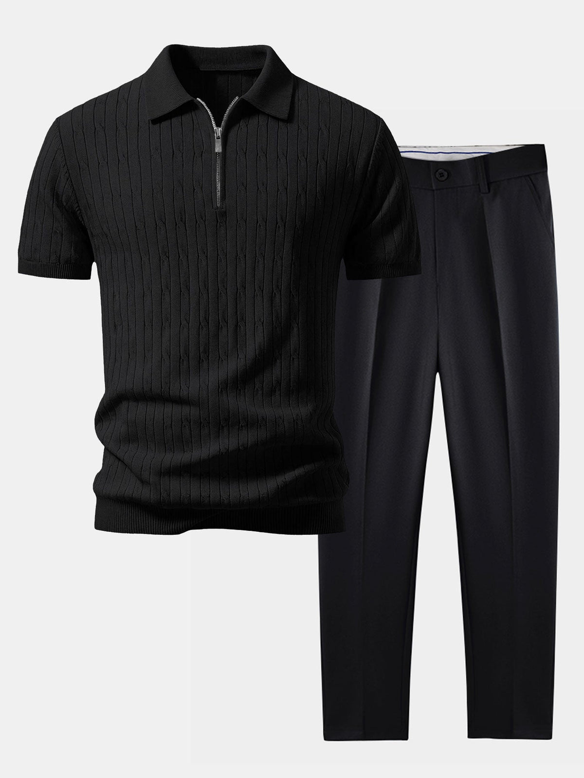 HENRY | Set with zip polo and tapered trousers