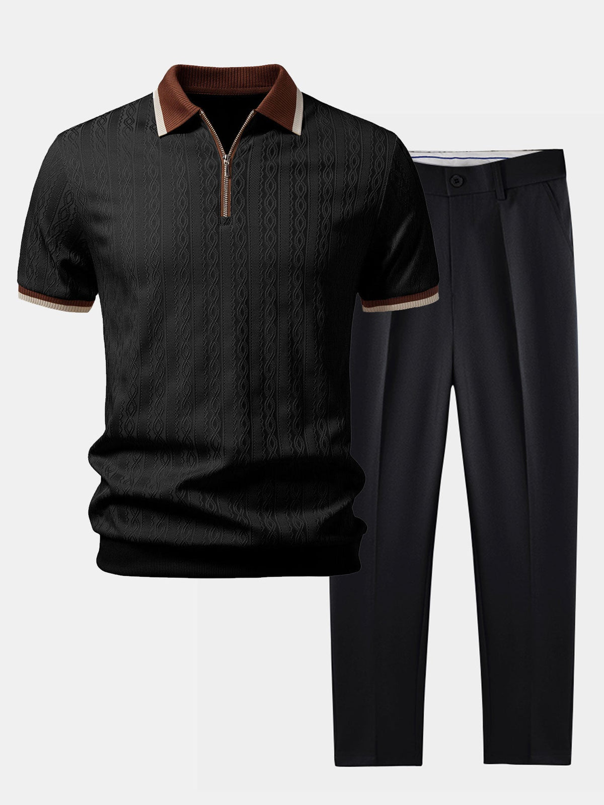 ARCHIE | Set with zip polo and tapered trousers