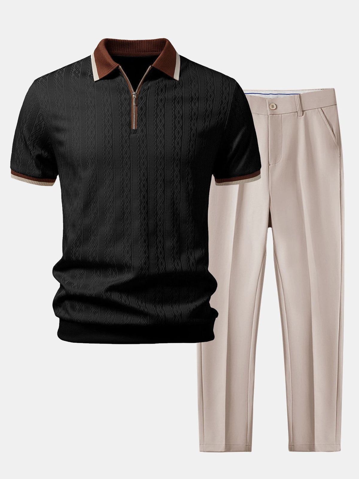 ARCHIE | Set with zip polo and tapered trousers