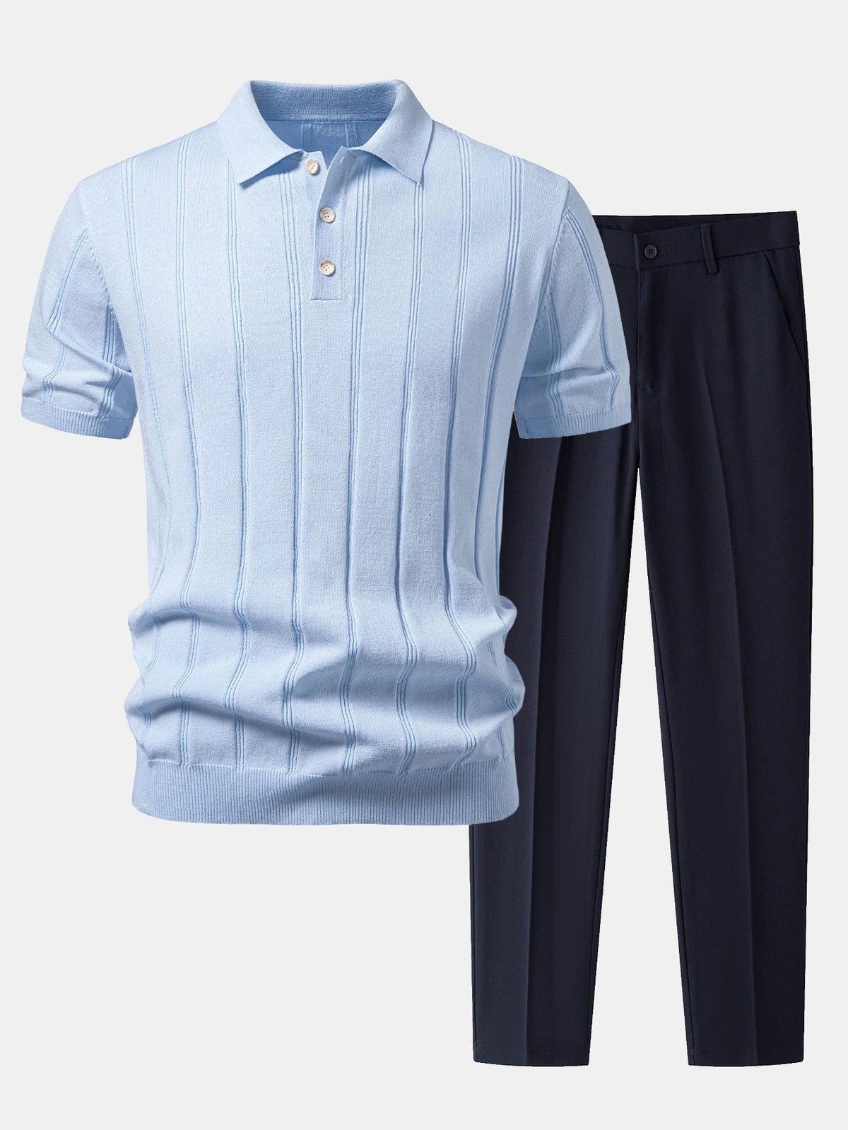 THEO | Set with ribbed polo and tapered trousers