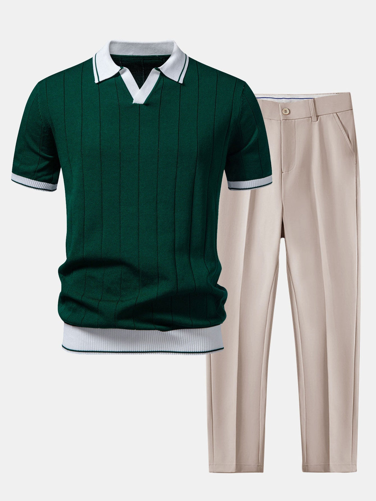 MIA | Set with ribbed polo and tapered trousers