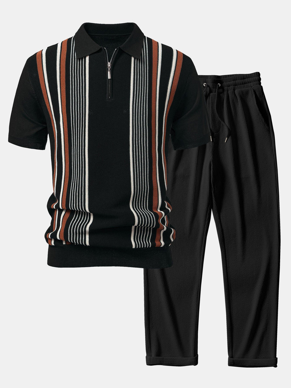 OLIVER | Set with zip polo and ribbed trousers