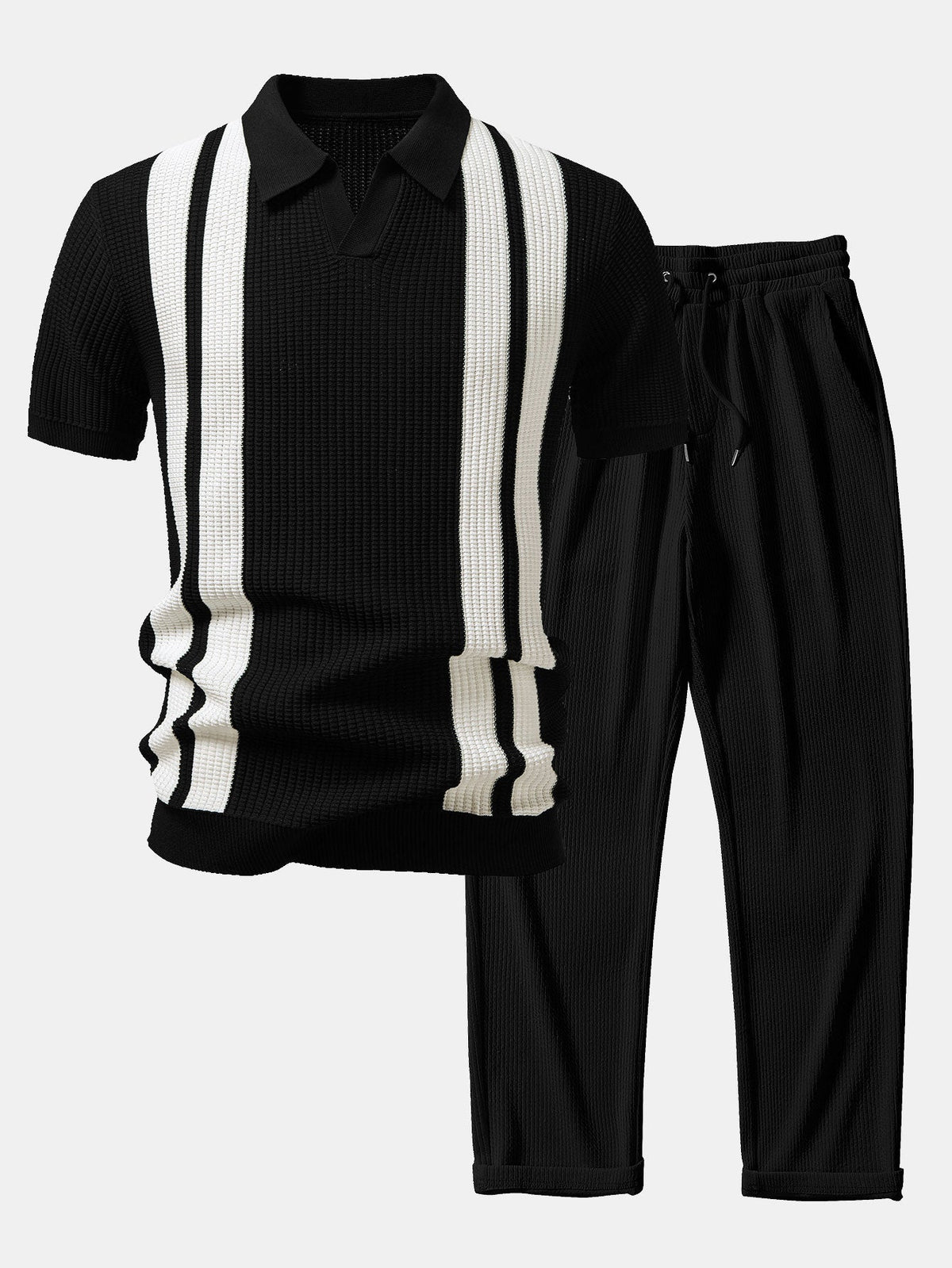 TEDDY | Set with striped polo and ribbed trousers