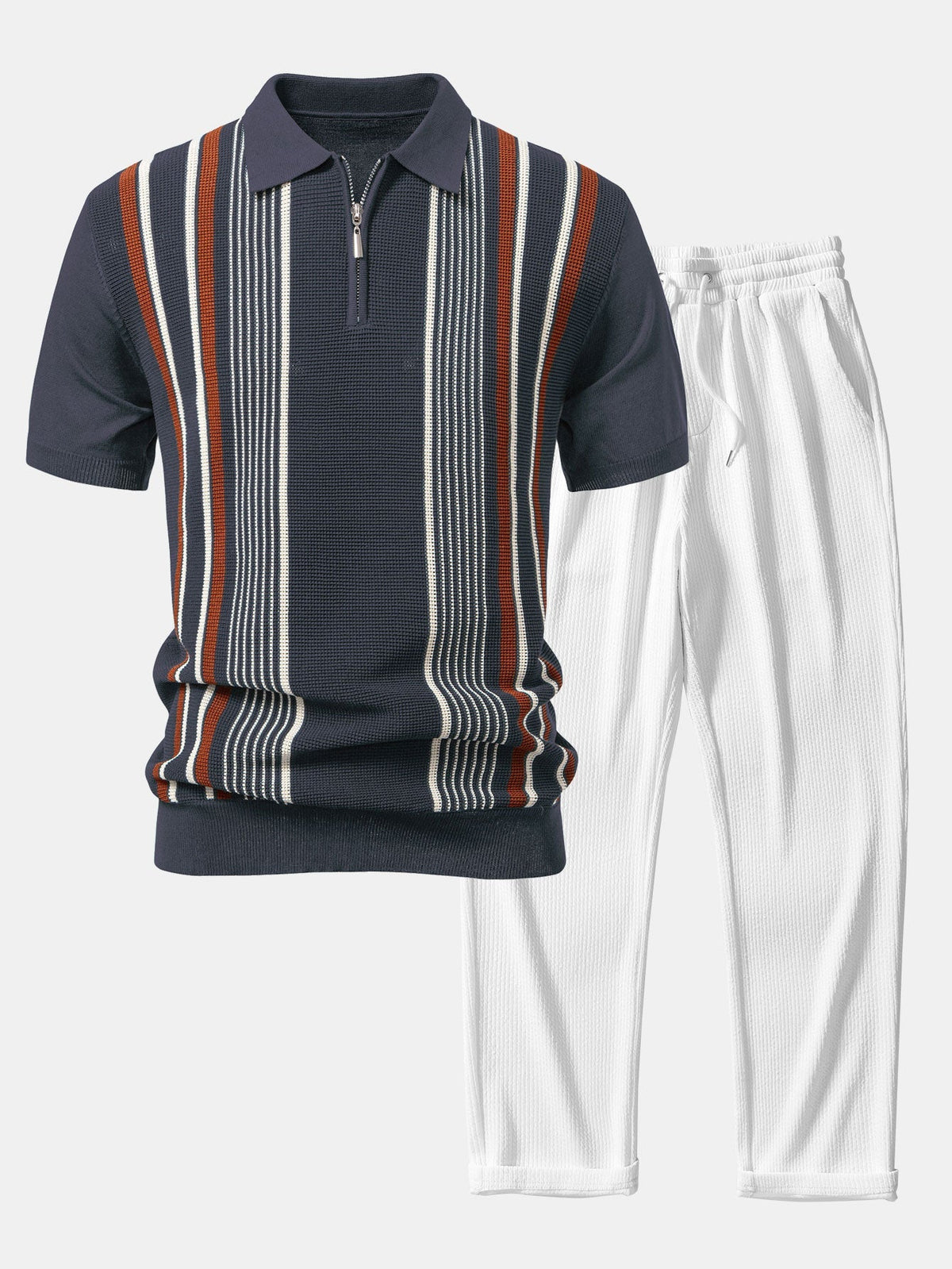 OLIVER | Set with zip polo and ribbed trousers