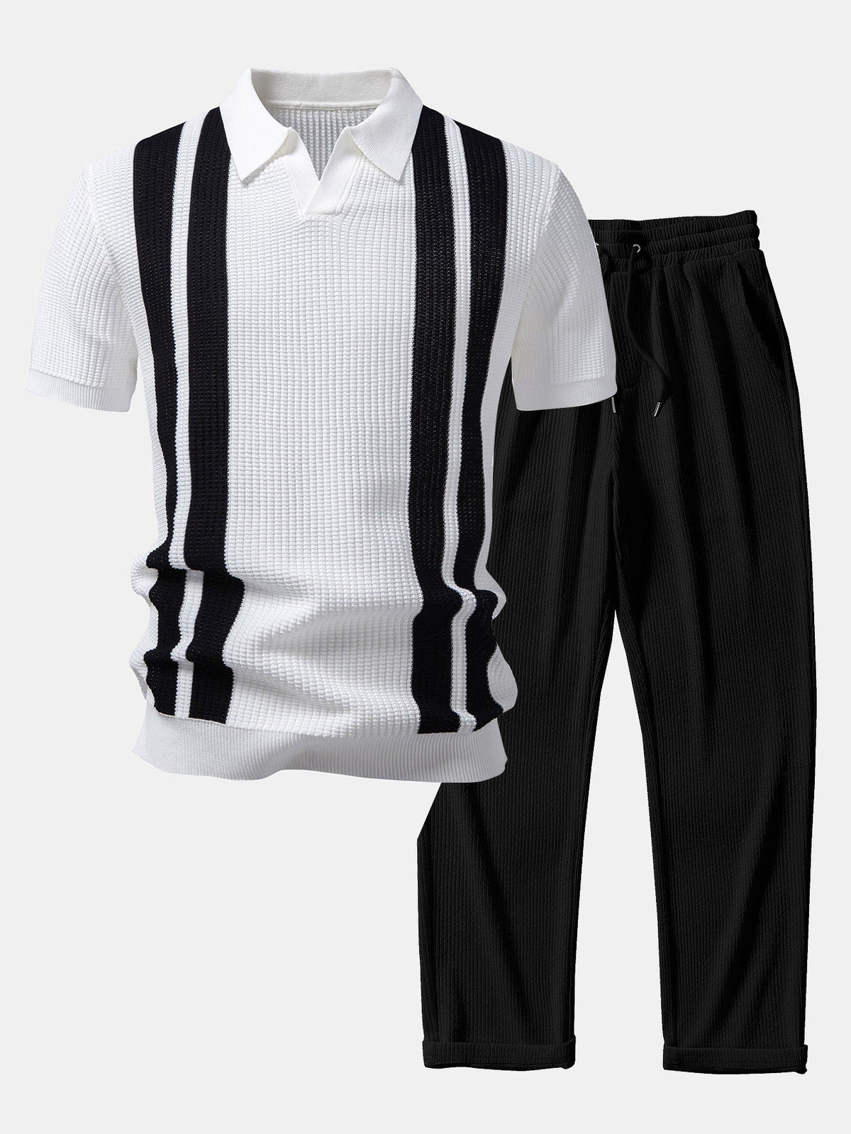 TEDDY | Set with striped polo and ribbed trousers