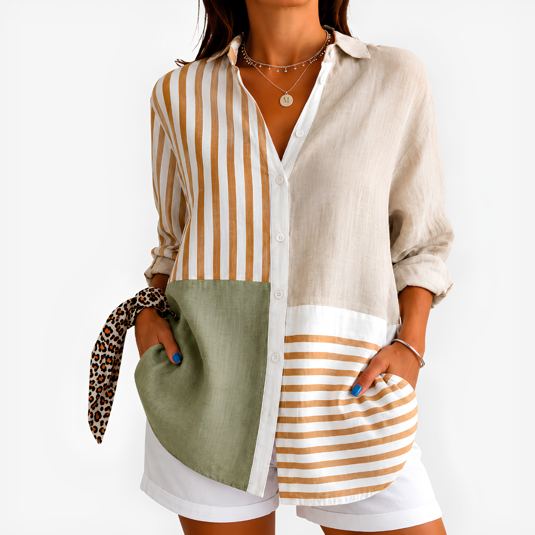 BEATRIX | Blouse with patchwork stripes