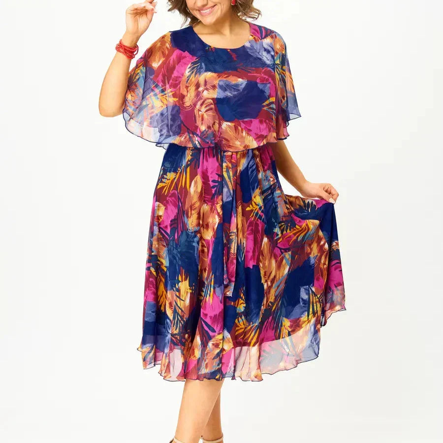 HALLE | Chiffon midi dress with flutter sleeves