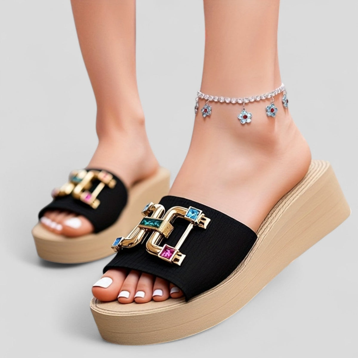 ROSE | Sandals with metallic sparkle