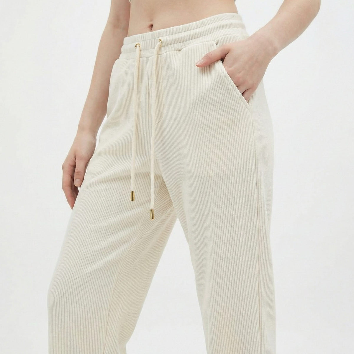 GRACE | Tapered trousers with ribbed texture