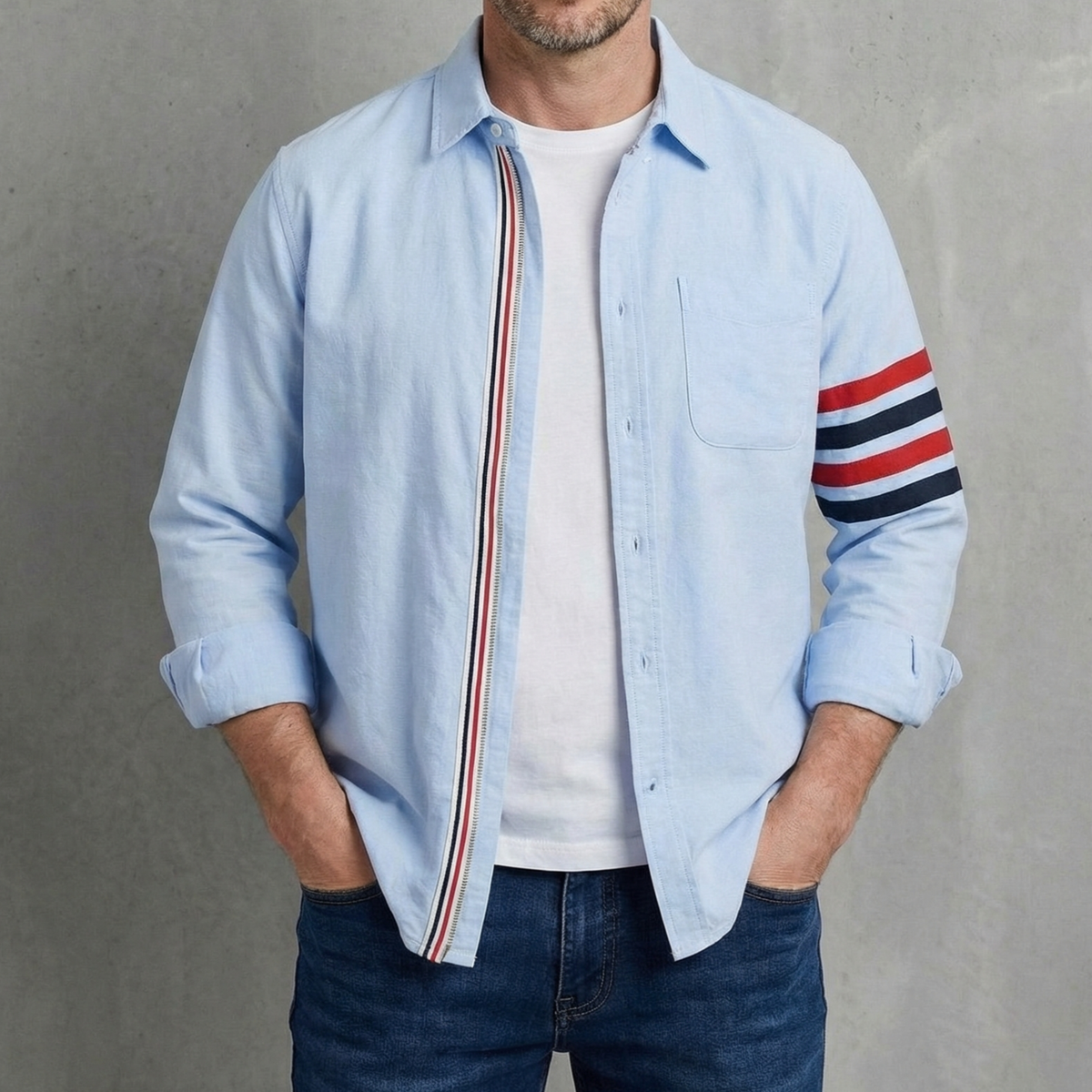 AUSTIN | Long-sleeve shirt with stripe trim