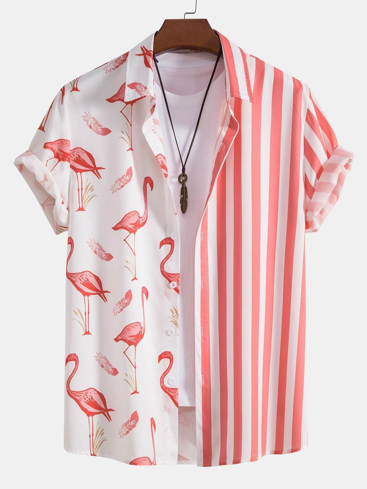 IVY | Set with flamingo stripe shorts