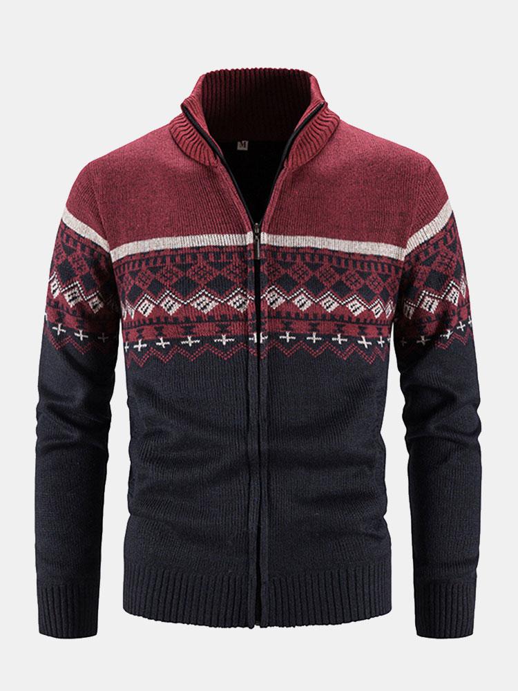 AVA | Zip-up sweater with geometric print