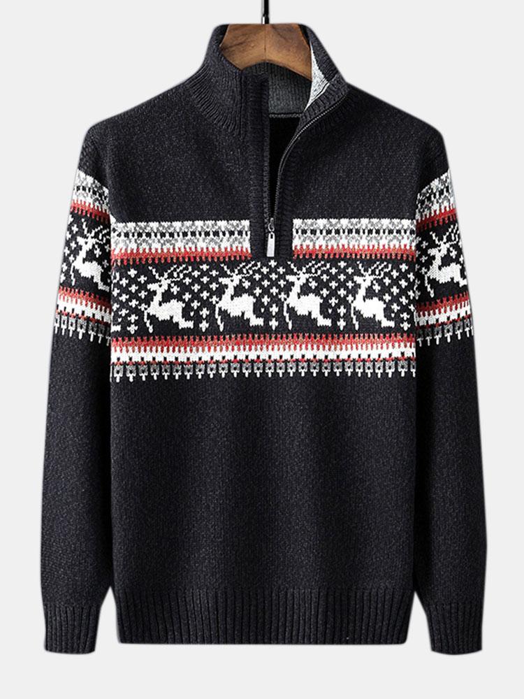 MIA | Half-zip sweater with moose print