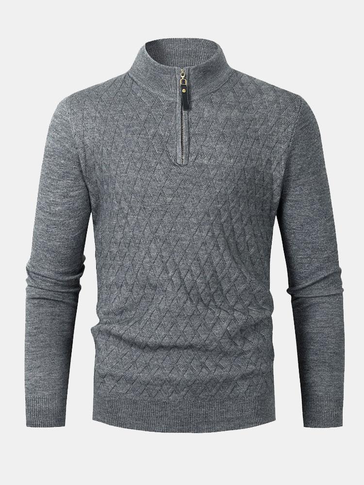 EDWARD | Sweater with quarter-zip and diamond knit
