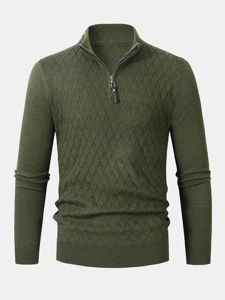 EDWARD | Sweater with quarter-zip and diamond knit