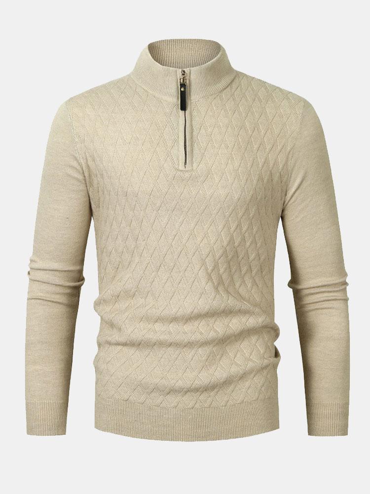 EDWARD | Sweater with quarter-zip and diamond knit