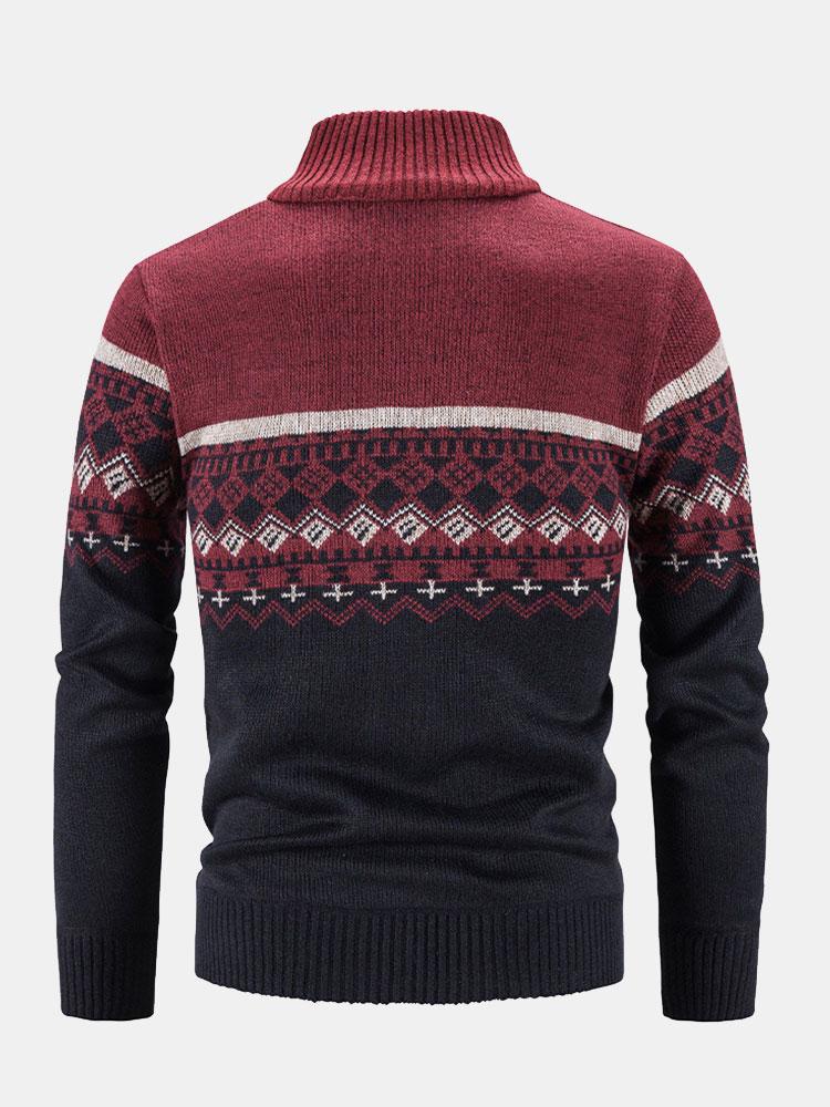 AVA | Zip-up sweater with geometric print