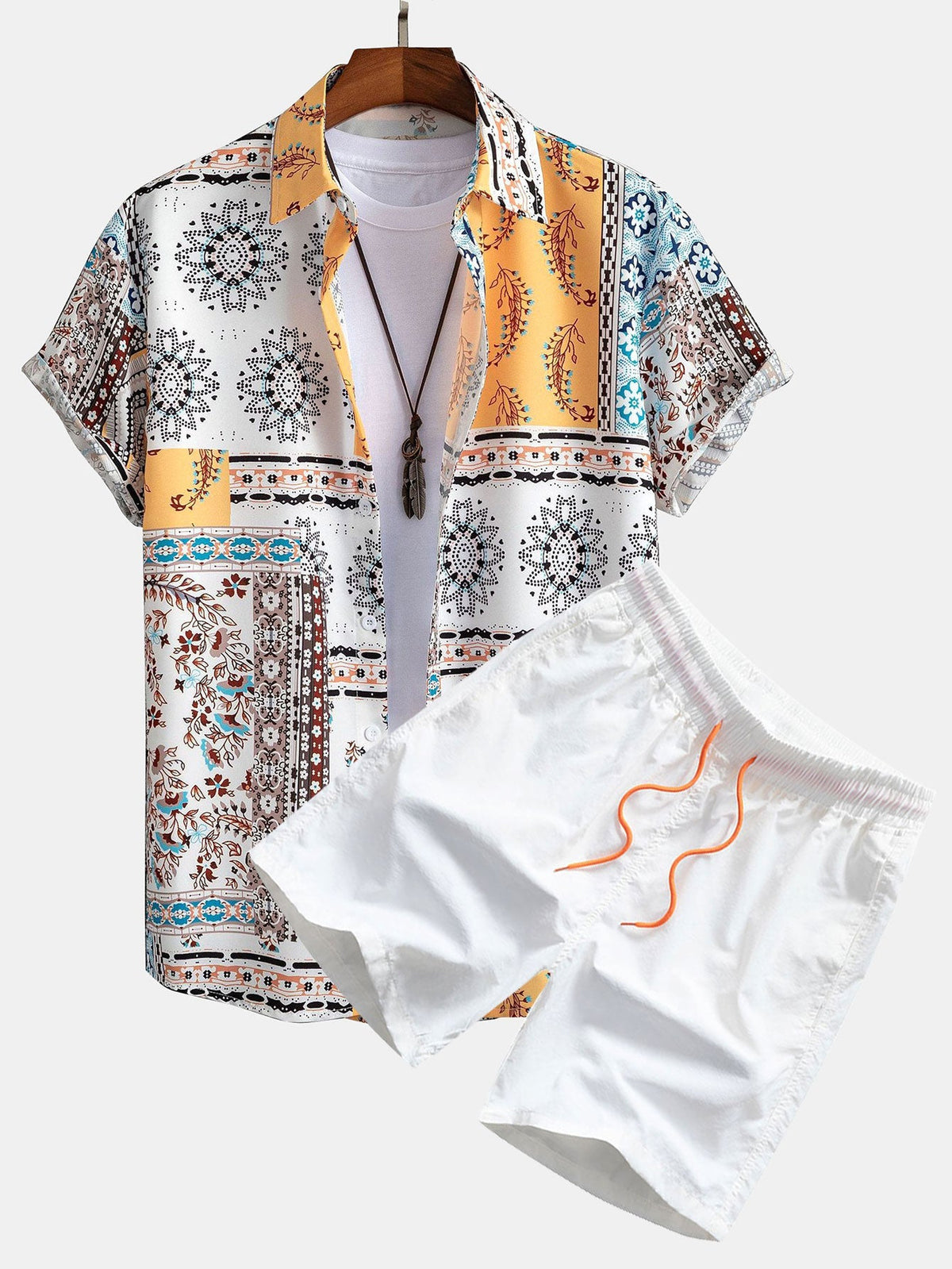 AVA | Shirt and shorts set with scarf print