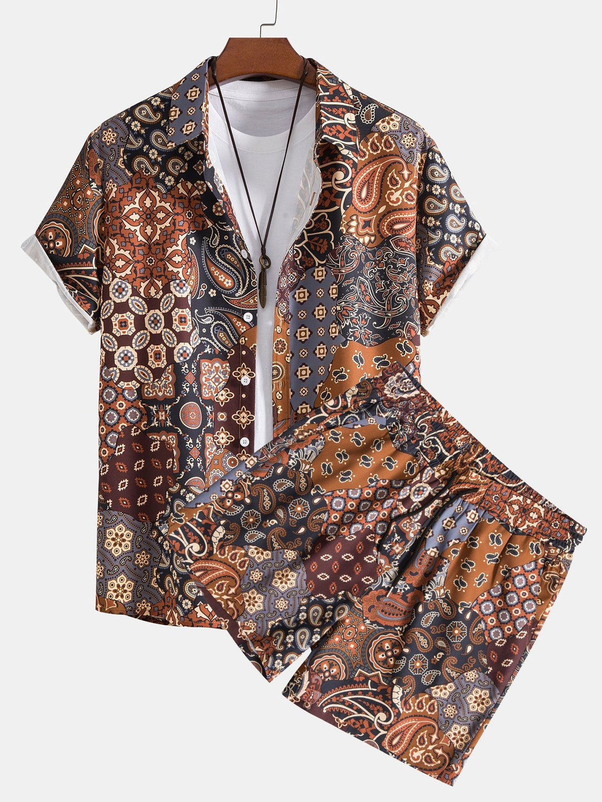 IMOGEN | Shirt and shorts set with paisley print
