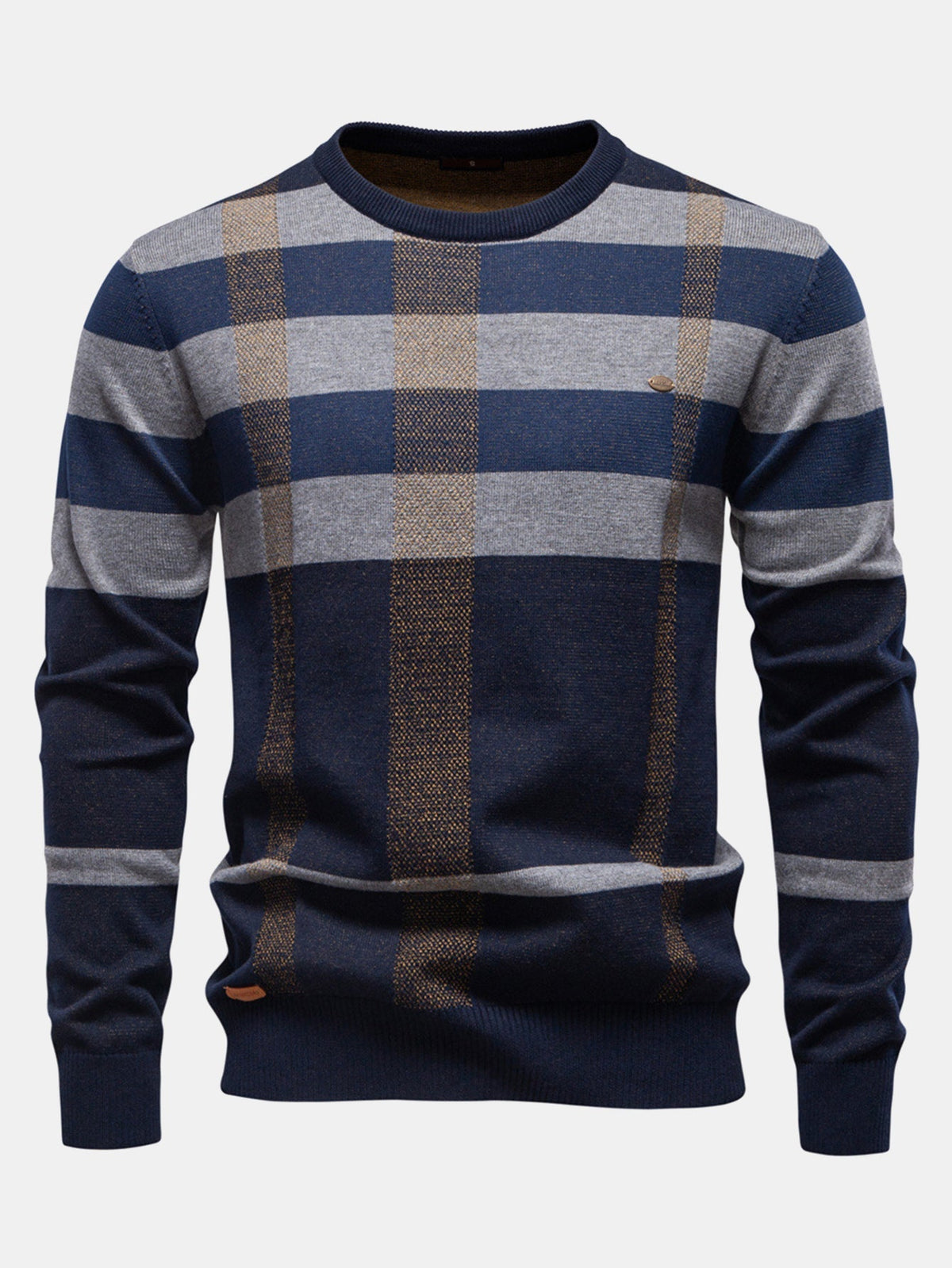 GRACE | Crewneck sweater with plaid pattern