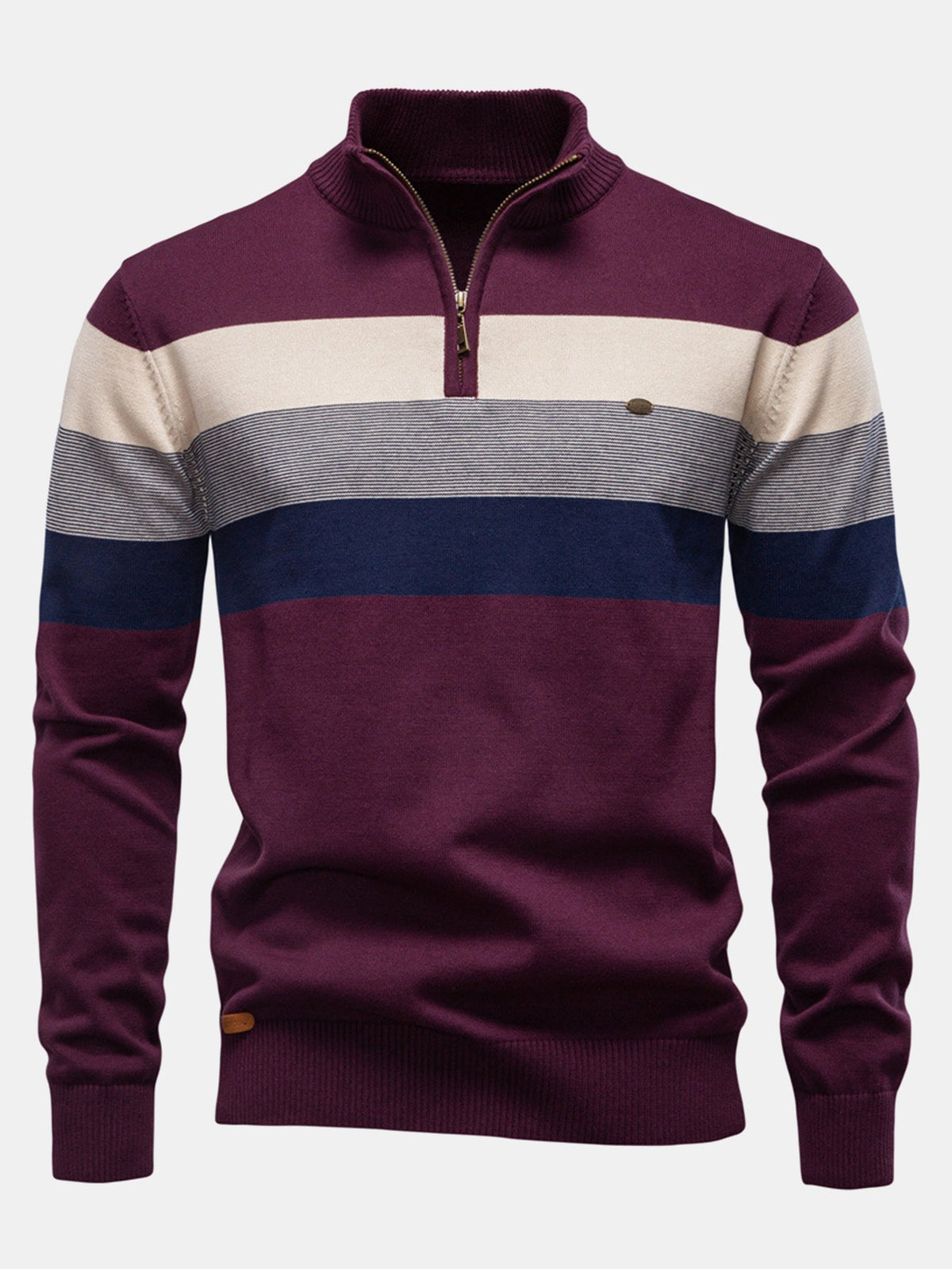 FREYA | Striped sweater with zip collar