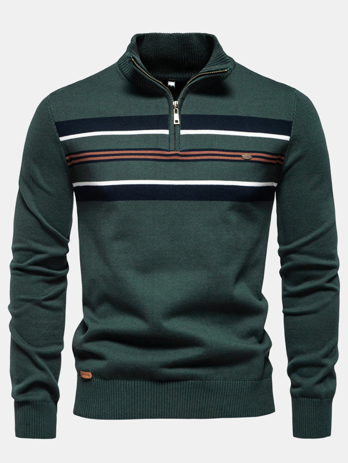 FLORENCE | Quarter-zip sweater with stripe detail