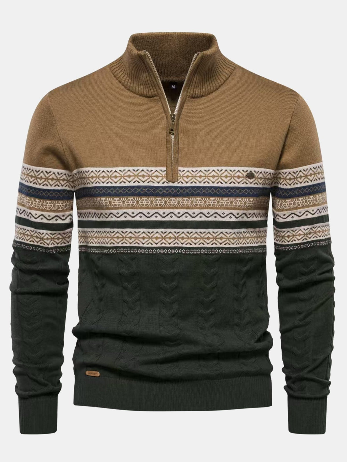 JEMIMA | Geometric jacquard sweater with zip collar