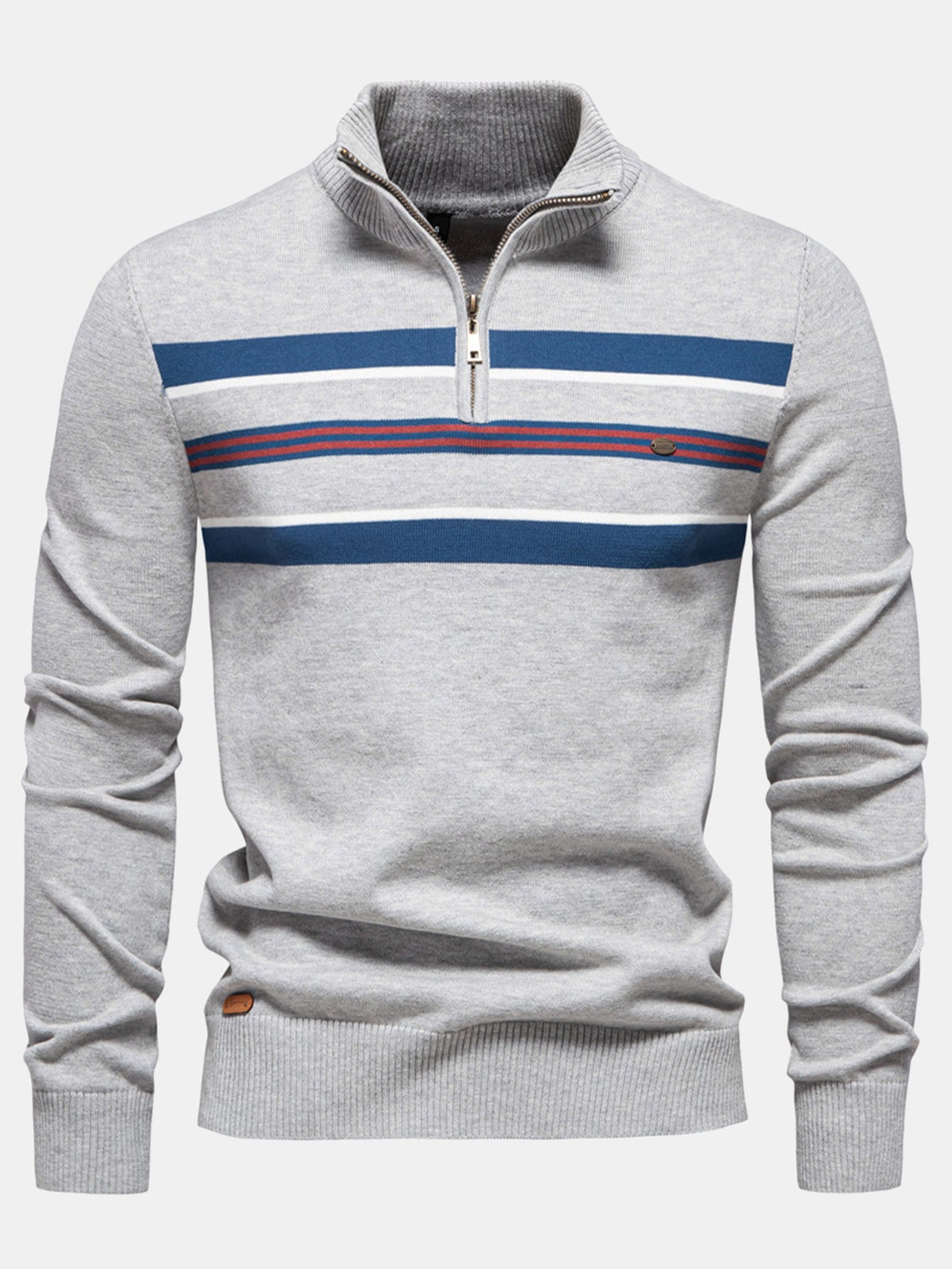 FLORENCE | Quarter-zip sweater with stripe detail