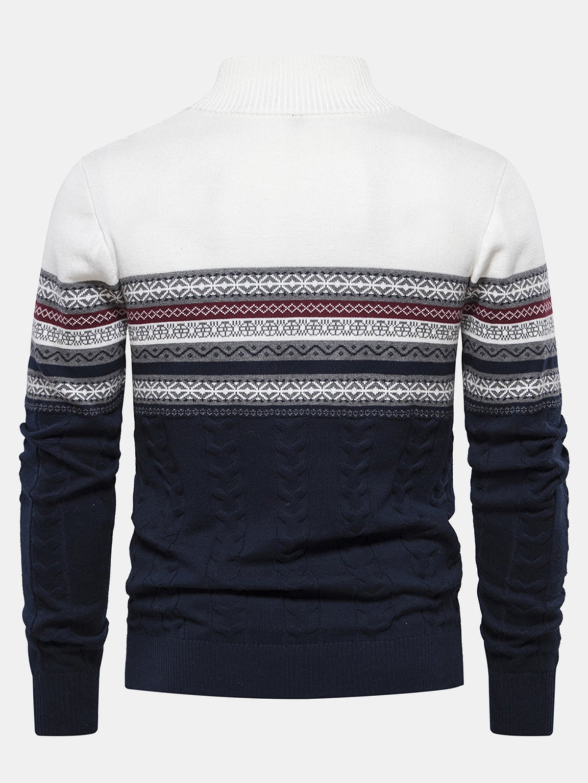 JEMIMA | Geometric jacquard sweater with zip collar